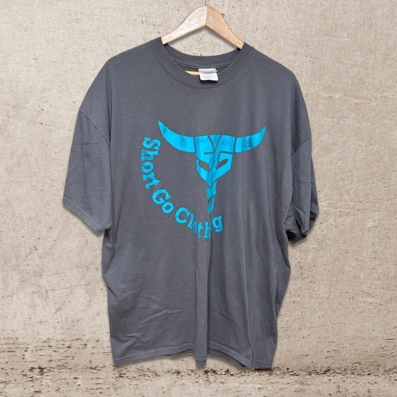 Port and Company Gray Shirt with Blue Graphic - Picture 1 of 3